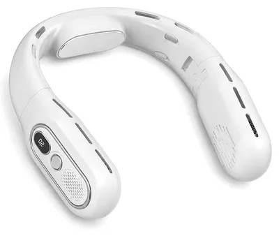 Produktbild von Mini Personalventilator Nacken, USB wiederaufladbar, leise & zusammenklappbar, 3-Stufen Lüfter, 360° Rundum-Luftstrom für Büro & Zuhause