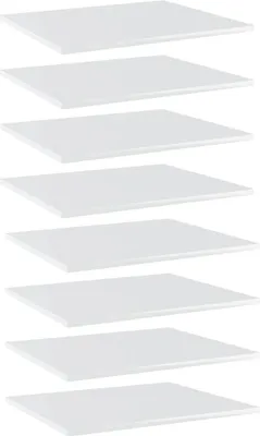 Obrázok produktu pre Prídavné police 8 ks, lesklé biele 60x50x1,5 cm, drevotrieska