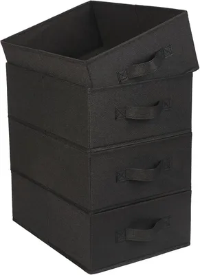 Productafbeelding van Stoffen opbergdoos - Set van 4 - Opvouwbare kledingorganizer - Dozen met handvat voor planken - Lade - Ondergoed - Bh's