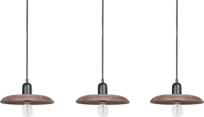 Produktbild von BELIANI Hängeleuchte Dunkelbraun Mango-Holz 3-Flammig mit Schirm Kegelform Langem Kabel Boho Stil Rustikal für Esstisch Wohnzimmer Flur Wohnküche