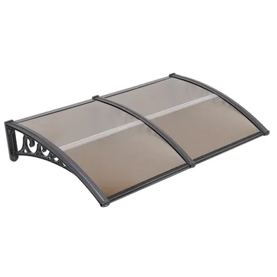 Produktbild von Vordach 100x200cm für Haustür und Terrasse Überdachung Pultvordach Pultbogenvordach Haustürvordach Kunststoff Alu braun