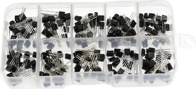 Image de 200 pièces TO-92 NPN/PNP Transistors Set - 10 types avec boîte de rangement (par ex. BC337, 2N2222, S8050)