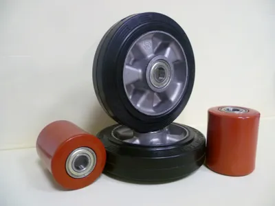Image de Ensemble de roulettes pour meubles, diamètre 180 mm, en caoutchouc et en polyuréthane, avec roulements à billes, capacité de charge de 3,5 kg