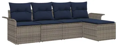 Produktbild von vidaXL Gartensofa-set 5 stk. Grau Poly-Rattan