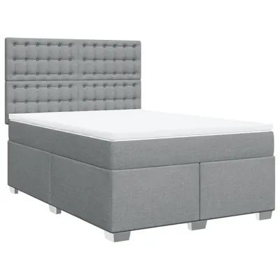Produktbild von Boxspringbett mit Matratze Hellgrau 140x190 cm Stoff