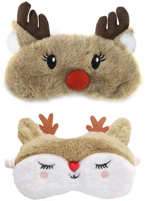 Image de Deux masques pour les yeux en tissu, masques pour les yeux créatifs sur le thème des dessins animés, masques pour les yeux en forme d'animaux mignons, masques pour les yeux en peluche, masques de sommeil, accessoires de voyage pour enfants