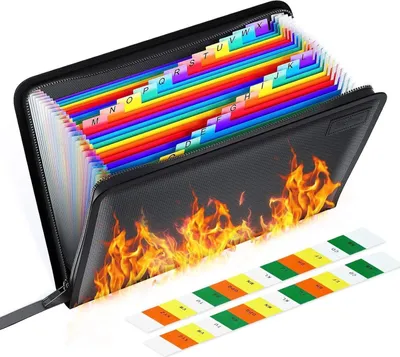 Produktbild von Feuerfeste Dokumentenmappe 24 Fächer A4 Ordnungsmappe mit Reißverschluss