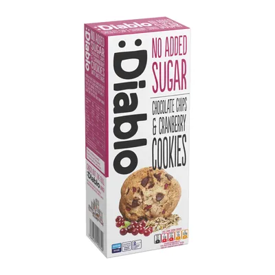 Produktbild von Diablo Cookies mit Schokodrops & Cranberry ohne Zuckerzusatz 135 g