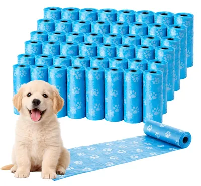 Produktbild von Ale-commerce Hundekotbeutel 48 Rollen Blau 720 Beutel Reißfest Antigeruch Hundebeutel mit Pfotenmuster Passend Für Kotbeutelspender Kotbeutel