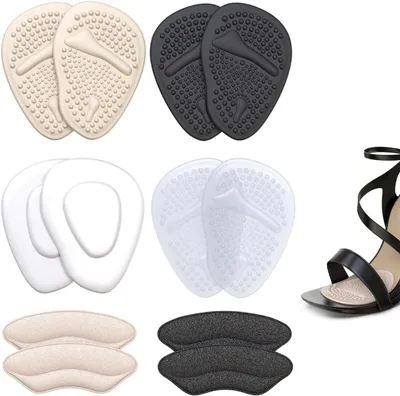 Image de Coussinets en gel pour l'avant-pied et le talon, 12 pièces, antidérapants, pour chaussures de talons hauts pour femmes