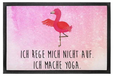 Produktbild von Mr. & Mrs. Panda fußmatte Flamingo Yoga 50 x 75 cm - Aquarell Pink - Geschenk, Fußabstreifer, Entspannung, Türvorleger, Bodenvorleger, teppichmatte, Namaste, Aufgeregt