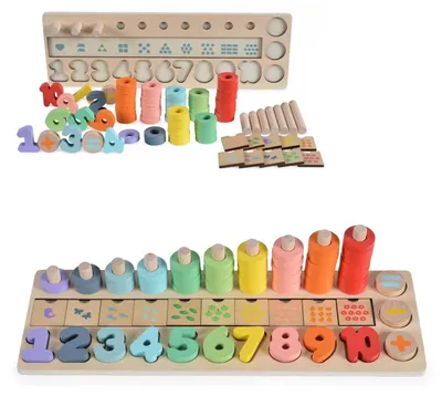 Produktbild von Moni Kinder Lern-Set 2052 Holz, Stapeln, zählen, 89 teilig, rechnen, plus, minus bunt