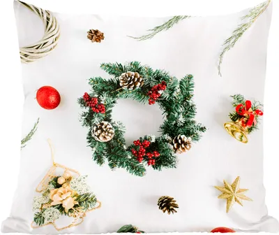 Produktbild von MuchoWow® Zierkissen Sofakissen Wohnzimmer Dekokissen 40x40 cm Winter - Weihnachten - Kranz - Foto Kissen - Schlafzimmer Dekoration