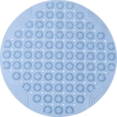 Productafbeelding van Antislip badmat, douchemat van TPE met afvoergaten, rond, 30 cm, blauw