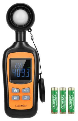 Produktbild von Digitales Lichtmessgerät Luxmeter - Bis 200.000 Lux - Mit Thermometer - Kompakt - LCD-Display