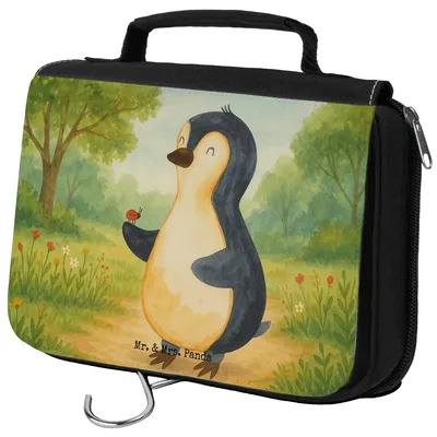 Produktbild von Mr. & Mrs. Panda Kulturbeutel Pinguin Marienkäfer Design - Weiß - Geschenk, Schminktasche, kosmetiktäschchen, Aufmerksam, Kosmetiktasche, Kleine Wunder, Liebe