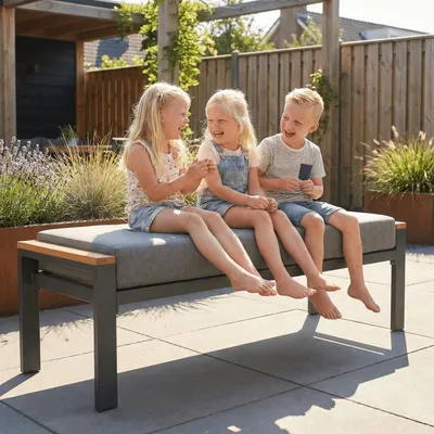 Produktbild von Gartenbank Cube Anthrazit 135 cm Aluminium/Holz – 22382A