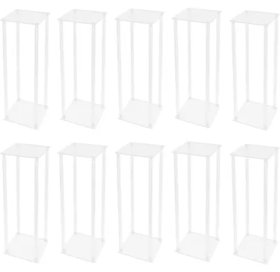 Produktbild von Klare Acrylvasen - Set mit 10 Säulenvasen - Tischdeko für Hochzeit - Centerpieces für Feier & Empfang - Transparenter Kunststoff