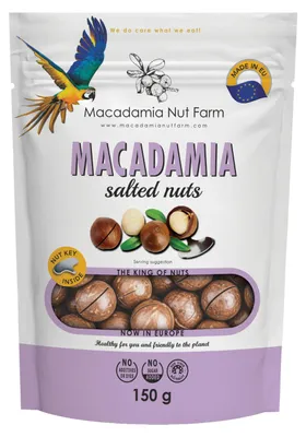 Zdjęcie produktu dla Makadamia w łupinie Solona 150 g Macadamia Nut Farm