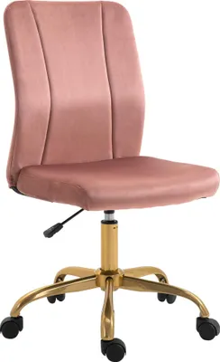 Image de Vinsetto Chaise de bureau design contemporain fauteuil pivotant 360° ergonomique dossier incurvé hauteur réglable revêtement velours 56 x 60 x 102 cm rose et doré