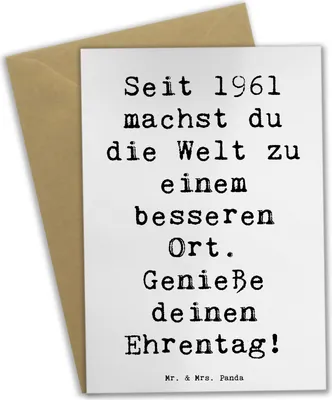 Produktbild von Mr. & Mrs. Panda babykarte Spruch 1961 Geburtstag Freuden - Weiß - Geschenk, Wertschätzung, Alter, hochzeitskarten, weihnachtskarten, Glückwunschkarte, seit, osterkarte