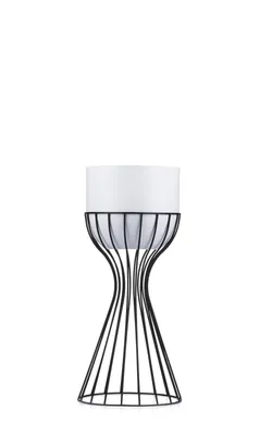 Image de Howhomely support de fleurs sur pied avec pot de fleurs 46 cm style loft plantes en métal avec cadre et siège noir