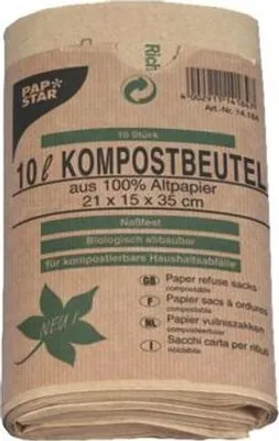 Produktbild von 200x Kompostbeutel aus Papier 10L 35 cm x 21 cm x 15 cm braun (Karton)