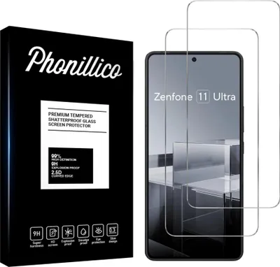 Produktbild von Hartglas für Asus Zenfone 11 ULTRA 5G [2 Stück] Displayschutzfolie Screen Protector Film Anti-Kratzer Glas Resistant Phonillico®