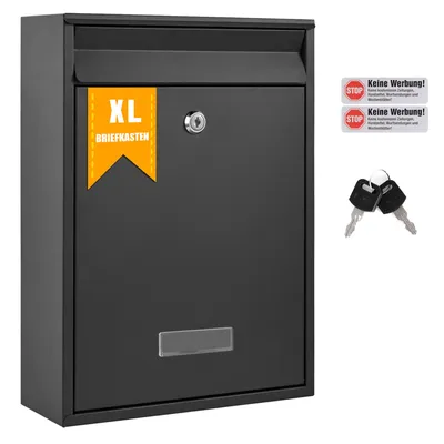 Produktbild von Theo&Cleo XL Briefkasten Anthrazit, Wandmontage, mit Schloss und 4 Schlüsseln, passend für C4 Umschläge