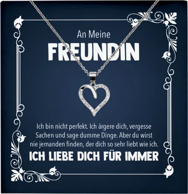 Produktbild von 22Feels Echt Silber Halskette - Geschenk Freundin Schmuck Set Jahrestag Valentinstag für Sie Geburtstag Frauen - Herz Anhänger, Karte