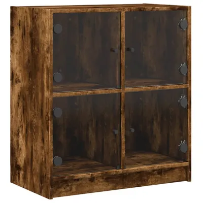 Produktbild von Beistellschrank mit Glastüren Räuchereiche 68x37x75,5 cm
