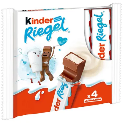 Produktbild von kinder Schokoriegel mit Füllung aus Milchcreme und Überzug aus Vollmilchschokolade, 4er Packung, KI-generiertes Bild