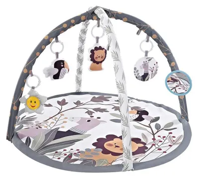Produktbild von Chipolino Spielbogen Tiere, Musikfunktion, 5 Hängespielzeuge, Krabbeldecke grau