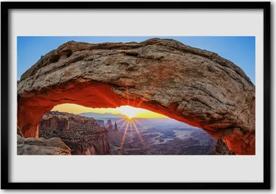 Produktbild von Bild 100x70 MDF-Rahmen Wandkunst Sun Rock Landschaft