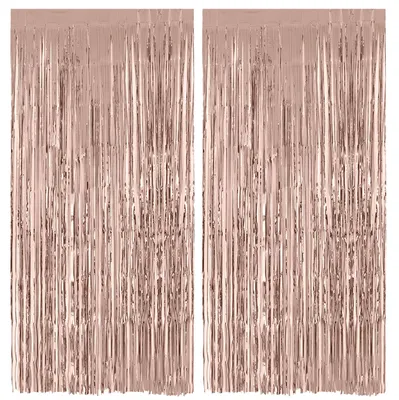 Produktbild von Lametta-Vorhang, Roségold, 2 Meter, 2 Stück für festliche Dekoration