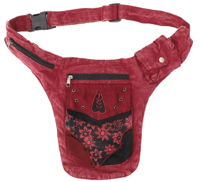 Produktbild von Goa Gürteltasche, Bauchtasche, Patchwork Sidebag - Rot, Uni - Erwachsene, Baumwolle, 30*20*5 cm, Festival- Bauchtasche Hippie