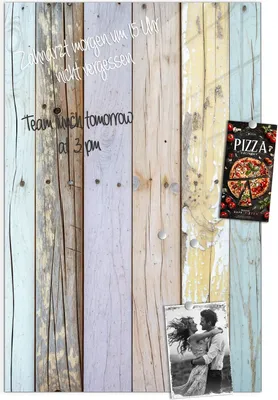 Produktbild von Magnettafel 40x60cm Pinnwand Whiteboard beschreibbar - Bunte Holzplanken