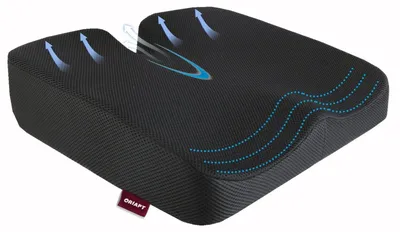 Image de Coussin de siège ergonomique en mousse viscoélastique – Grand, épais et soulageant la pression – Respirant – Noir