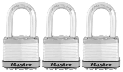 Produktbild von MASTER LOCK Hochleistungsvorhängeschloss [Schloss mit Schlüssel] [Laminierter Stahl] [Wetterfest] M5EURTRILF - Ideal für Lagerräume, Garagen etc.