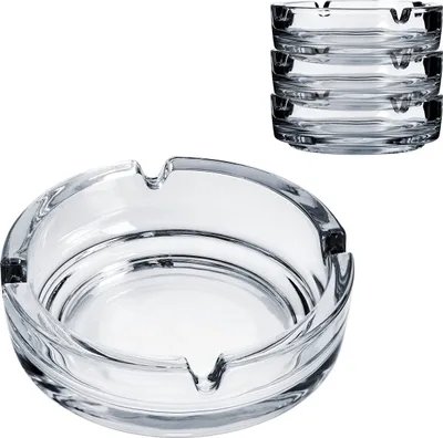 Produktbild von 3x Aschenbecher aus Glas klassisch transparent Durchmesser 10,7 cm Höhe 3,5 cm spülmaschinenfest