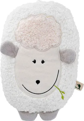 Produktbild von HUGO FROSCH Wärmflasche Lamm Flauschbezug m. Klettverschluss 0,8l weiß