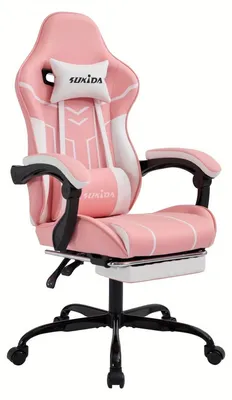 Produktbild von Gaming-Stuhl, ergonomischer Stuhl – Bürostuhl, Gaming-Stuhl – Sessel, Computerstuhl – mit Fußstütze