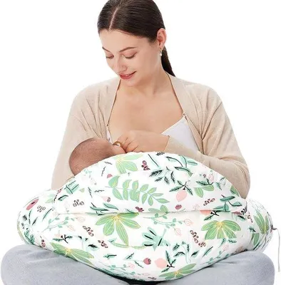 Immagine prodotto di Cuscino allattamento ergonomico Unyqoos® – grande, con cintura regolabile, rivestimento in cotone removibile, bordo di sicurezza ed effetto memory per un allattamento confortevole