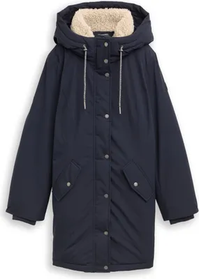 Produktbild von Tom Tailor Winterjacke Parka mit Kapuze, Teddyfell, 2-Wege-Reißverschluss und Pattentaschen