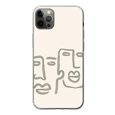 Produktbild von MuchoWow® Handyhülle Schutzhülle Hülle für iPhone 12 Pro Max Gesicht - Abstrakt - Strichzeichnung Silikon Softcase Handy Hülle - Hartschale