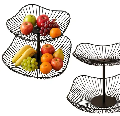 Obrázek produktu pro Dvoupatrový kovový podnos na ovoce, 29 x 29 x 24 cm