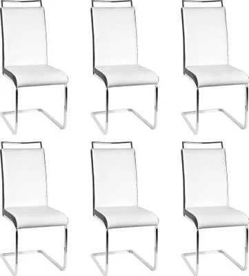 Produktbild von 6er Set Esszimmerstühle Stühle Freischwinger Stühle Bow Esstischstuhl Küchenstuhl Barstuhl - hohe Rückenlehne,Weiß Schwarz
