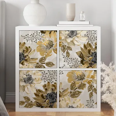 Produktbild von M?belaufkleber – Lumaléa – Blumen – Klebefolie + GLANZ-Schutzfolie – 1 Aufkleber – 85 x 85 cm