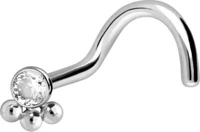 Produktbild von Nasenpiercing, Nasenstecker Titan Nasenstecker Spirale KRISTALL + 3 KUGELN