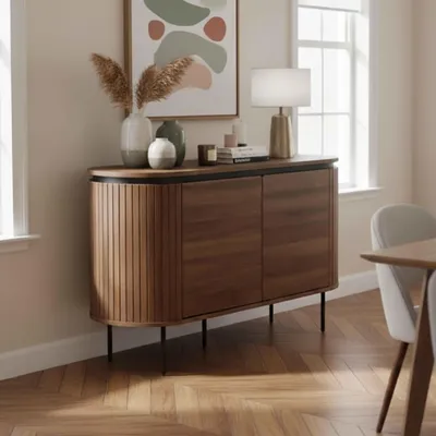 Immagine prodotto di Credenza moderna rettangolare 2 ante L120 cm legno scuro - Oviala Hemera